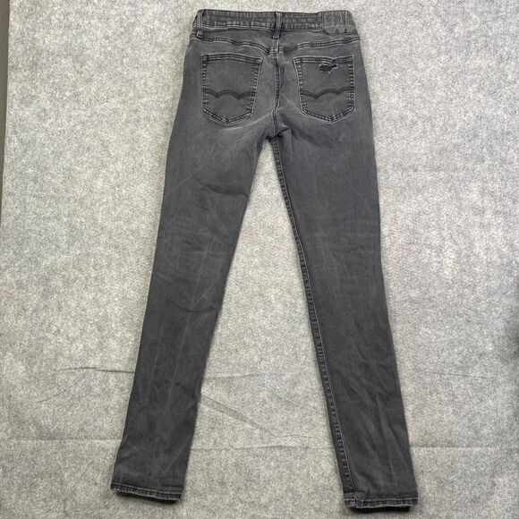 American Eagle Jeans 30x34 Black Slim Faded Distressed Destroyed Denim - Picture 10 of 12